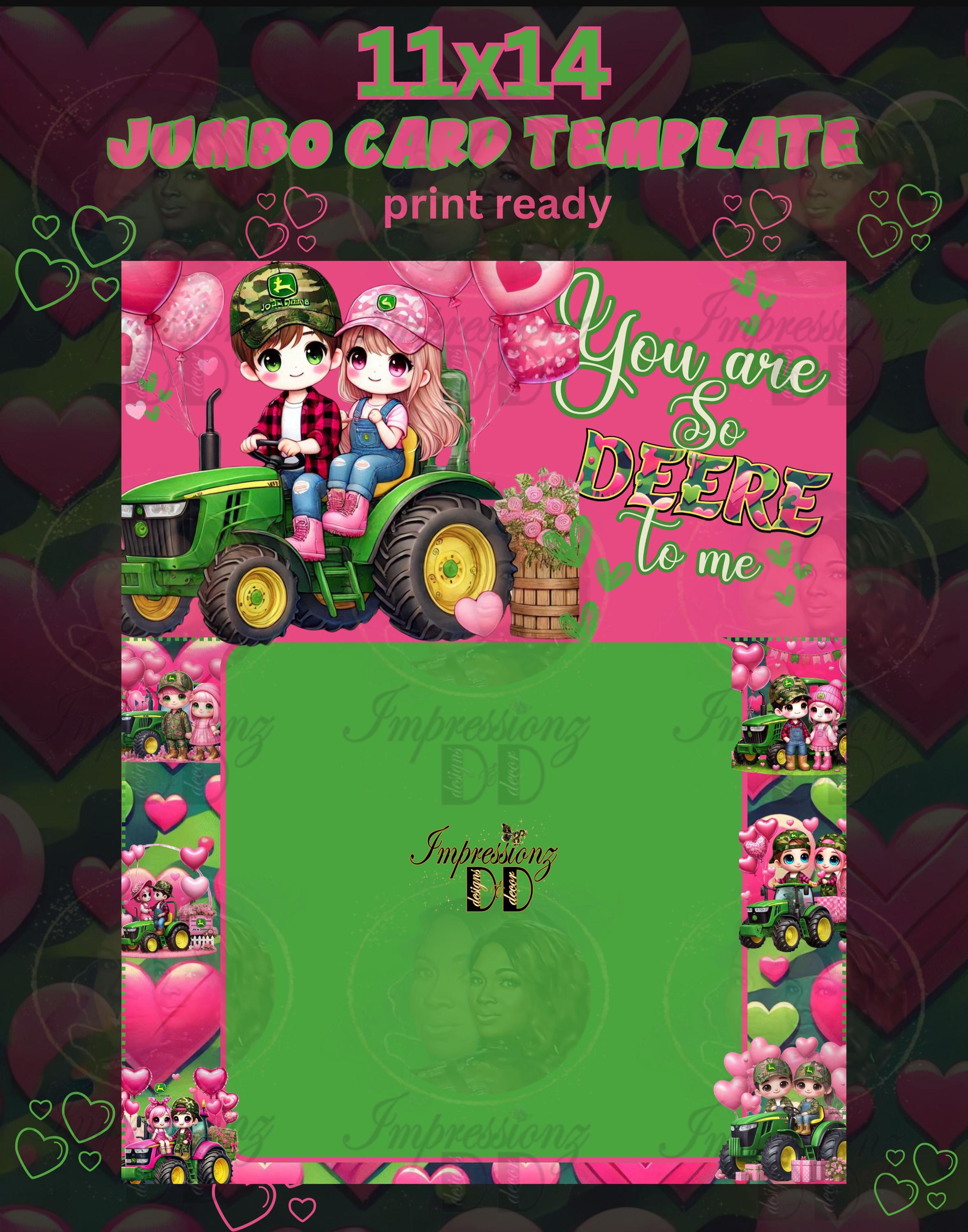 John Deere| Valentine Treat Card Template| Valentine Gift| Jumbo ...