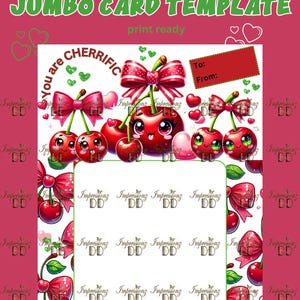 Modèle de carte gourmande Saint-Valentin | Cerises| cadeau| Jumbo Saint-Valentin| téléchargement numérique uniquement| 11 x 14 prêt à imprimer