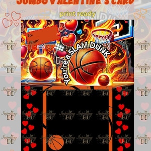 Basketball Jumbo Valentinstag Leckerli Karte | Sportler| nur digitaler Download|8.5x11 11x14 11x17 druckfertig