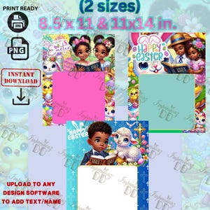 Jbo Osterkarte | 3 Designs| Christliche Mädchen und Jungen digitaler Download|8,5x11 11x14| druckbereit