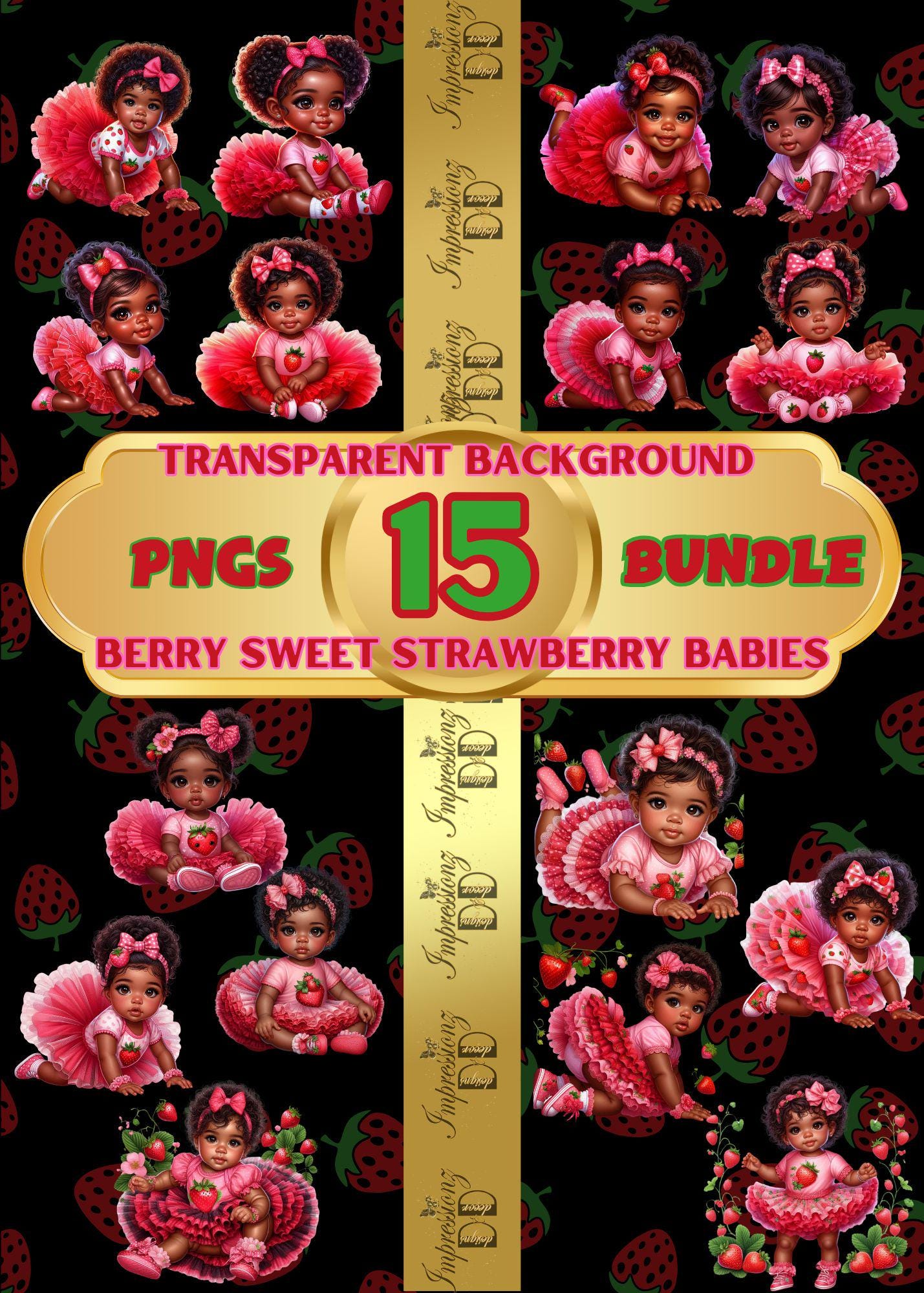 Beere süße Erdbeere Baby Mädchen Clipart, Babyparty, Geburtstag 1.Geburtstag Clipart |PNG transparenter Hintergrund |sofort Download