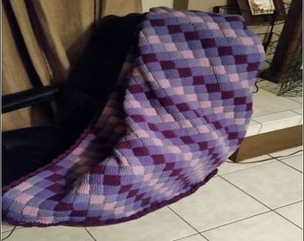 purple C2C tunisian Entrelac Afghan crochet pattern(No triangles on the sides)