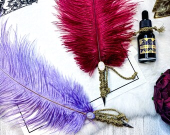 Romantic Rose Feather Quills - Ink Dip Pens for Spells & Writing