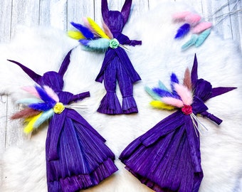 Ostara Harvest Hare Doll - VIOLET / Spring Poppet for Altar / Folk Dolls / Handcrafted Dyed Corn Husk Dolls
