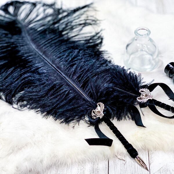 Gothic Cat Quill - Victorian Feather Quill/Quill Pen