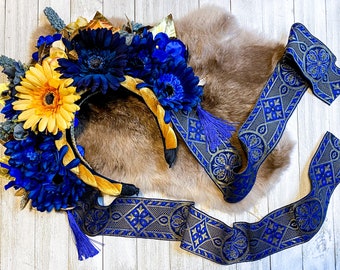 Royal Blue Floral Crown / Spring & Midsummer Flower Crown