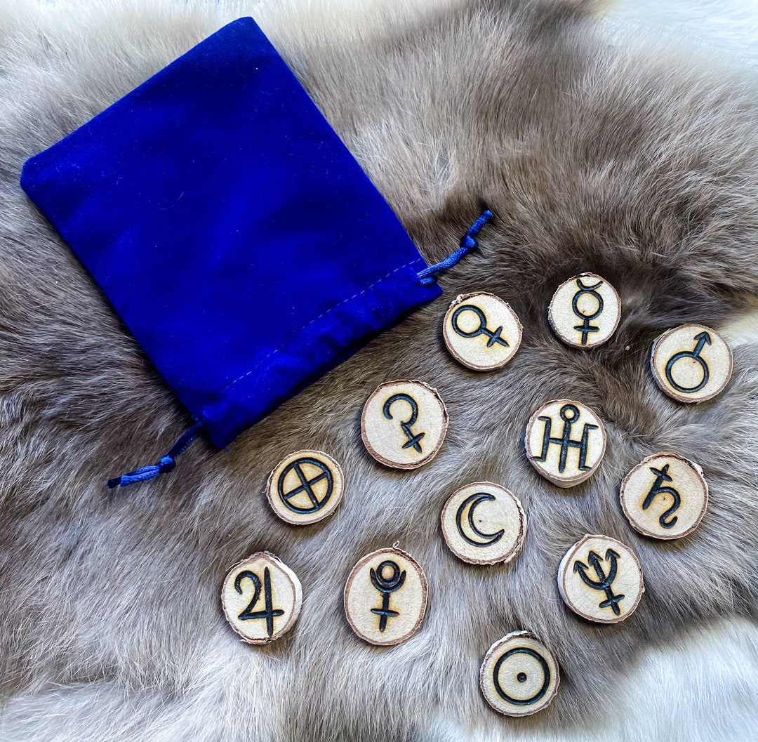 Planetary Runes of the Witch / Hand Burned Planet Symbols on Wood Runes ...