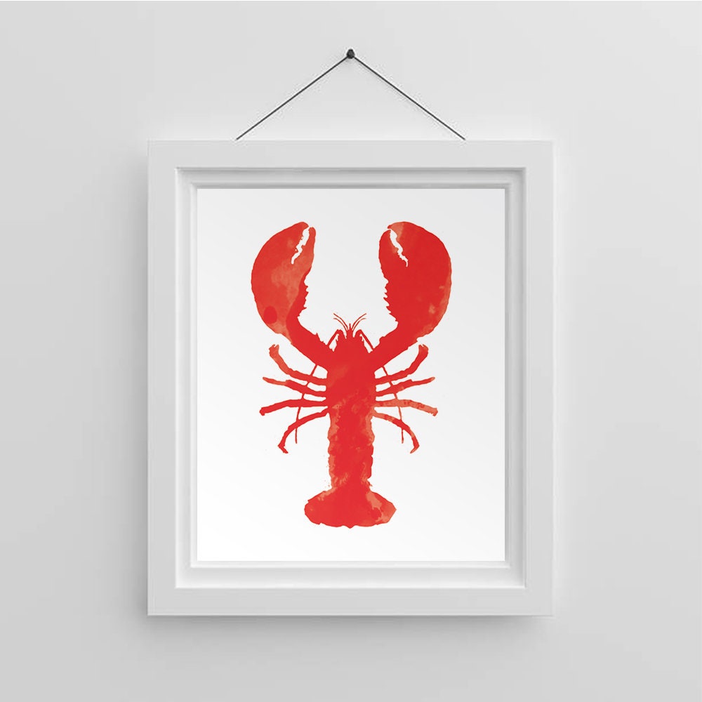 Summer Printable Lobster Watercolor Watercolor Wall Art | Etsy