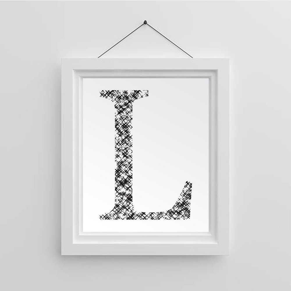 Home Decor Letter L Printable Monogram Art Initial Wall Etsy