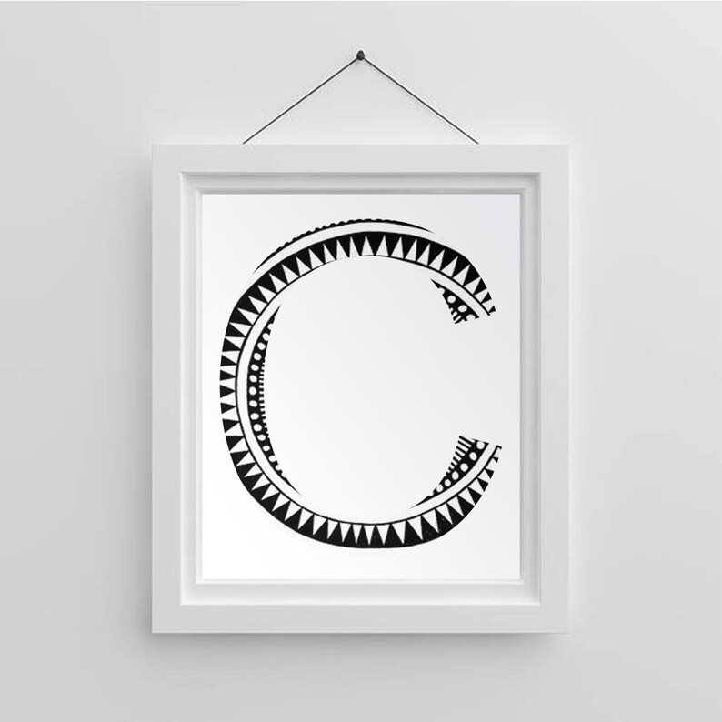 Home Decor Letter C Printable Monogram Art Initial Wall Etsy