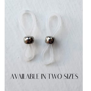1 Pair of Clear Silicone Nipple Nooses with Platinum Metallic Finish Bead 19mm or 22mm