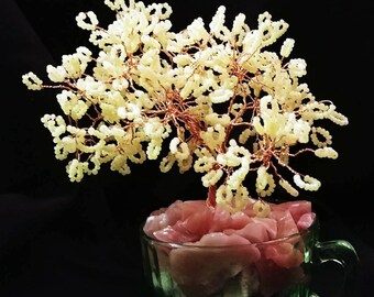 Vaseline/ Uranium beaded Bonsai Tree
