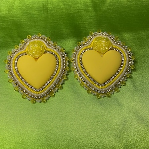 beaded heart earrings