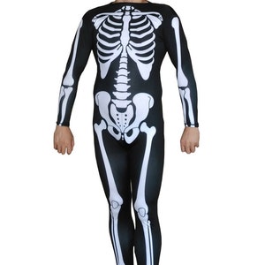Skeleton Costume Spandex Movie Cosplay Halloween Fancy Dress Body Suit Gift Horror Bones High Quality