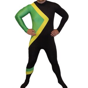 Jamaican Bobsled Team Costume Uniform Movie Cosplay Spandex Suit Jamaica Flag Group Cosplay Bobsleigh Fancy Dress Halloween High Quality