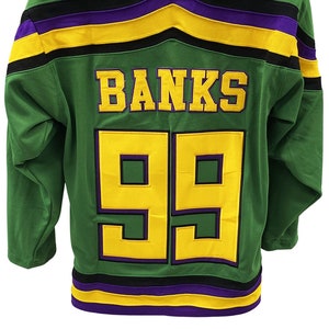 Movie Mighty Ducks Adam Banks Hawks Hockey Jersey Custom -  Norway