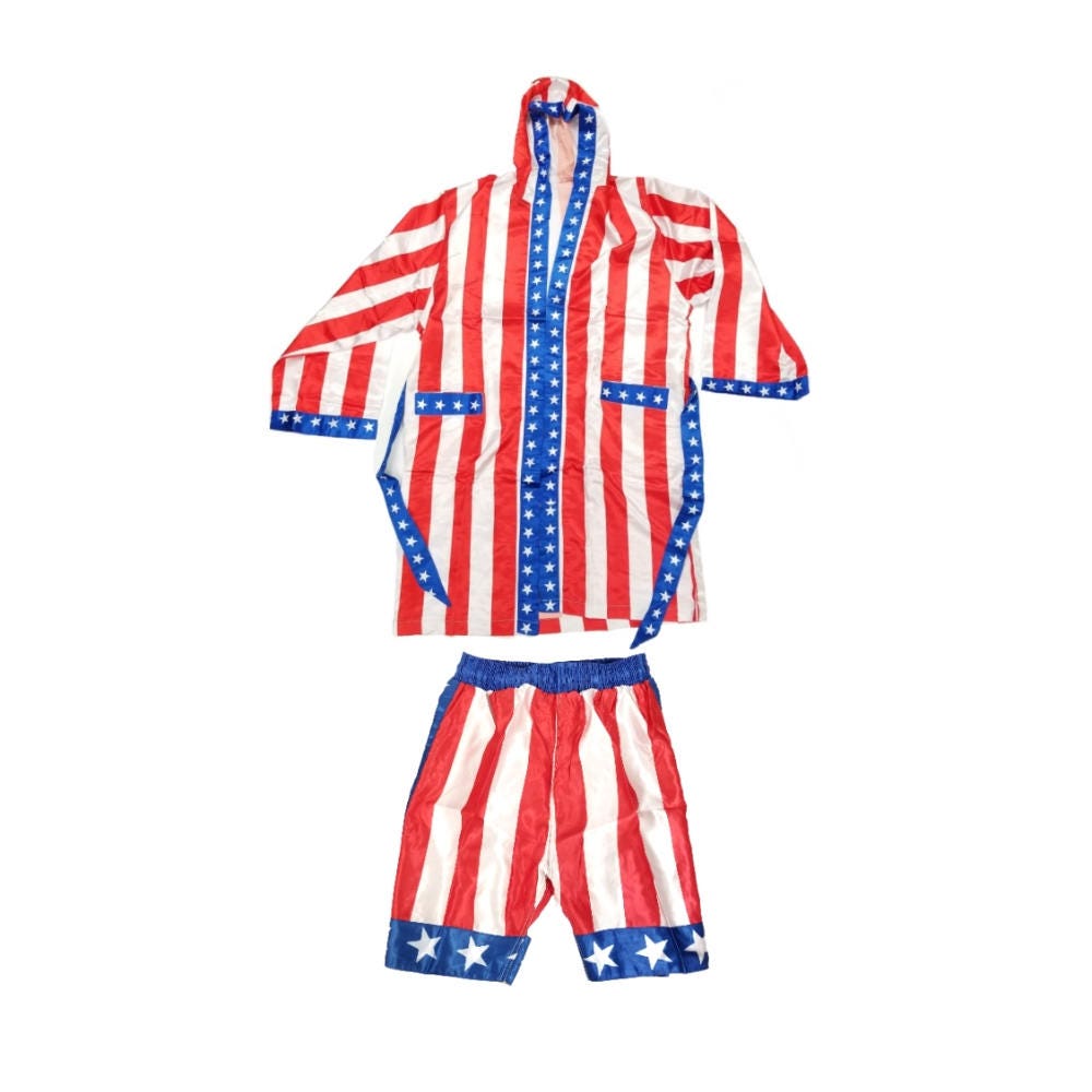 Rocky Balboa American Flag Costume Robe & Shorts Apollo Creed | Etsy
