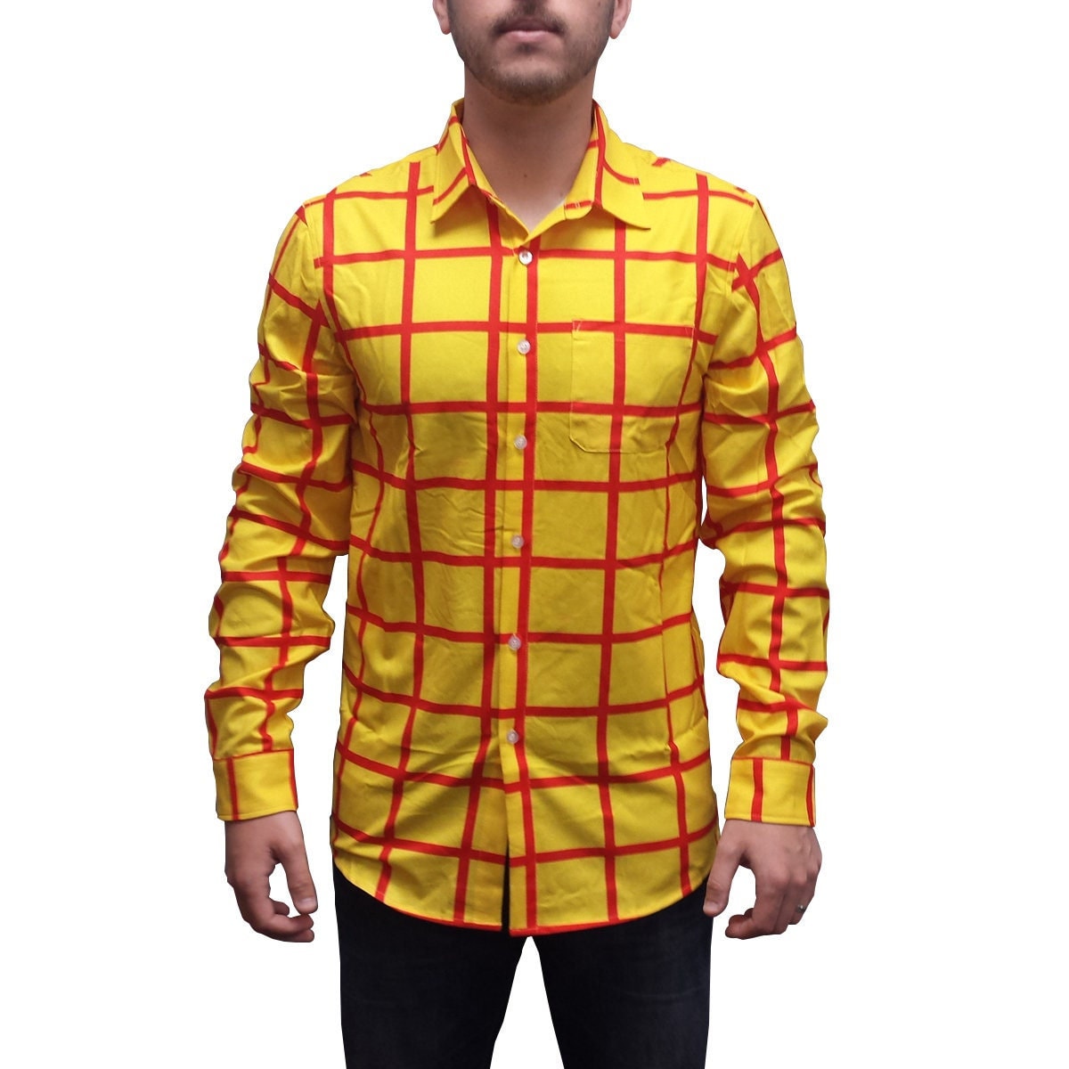 Sheriff Woody Shirt Adult Costume Movie Cosplay Cowboy Striped Button Down Up Halloween Fancy Dress Long Sleeve Gift High Quality
