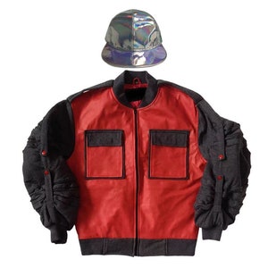 Marty Mcfly Jr. Costume Hat & Jacket Adjustable Sleeves Coat Movie 2 II Baseball Cap Halloween Cosplay Gift High Quality