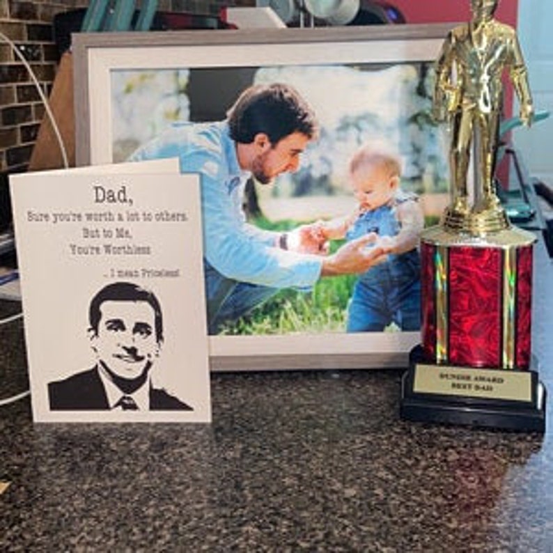 Best Dad Dundie Award Trophy With Column The Office TV Show | Etsy