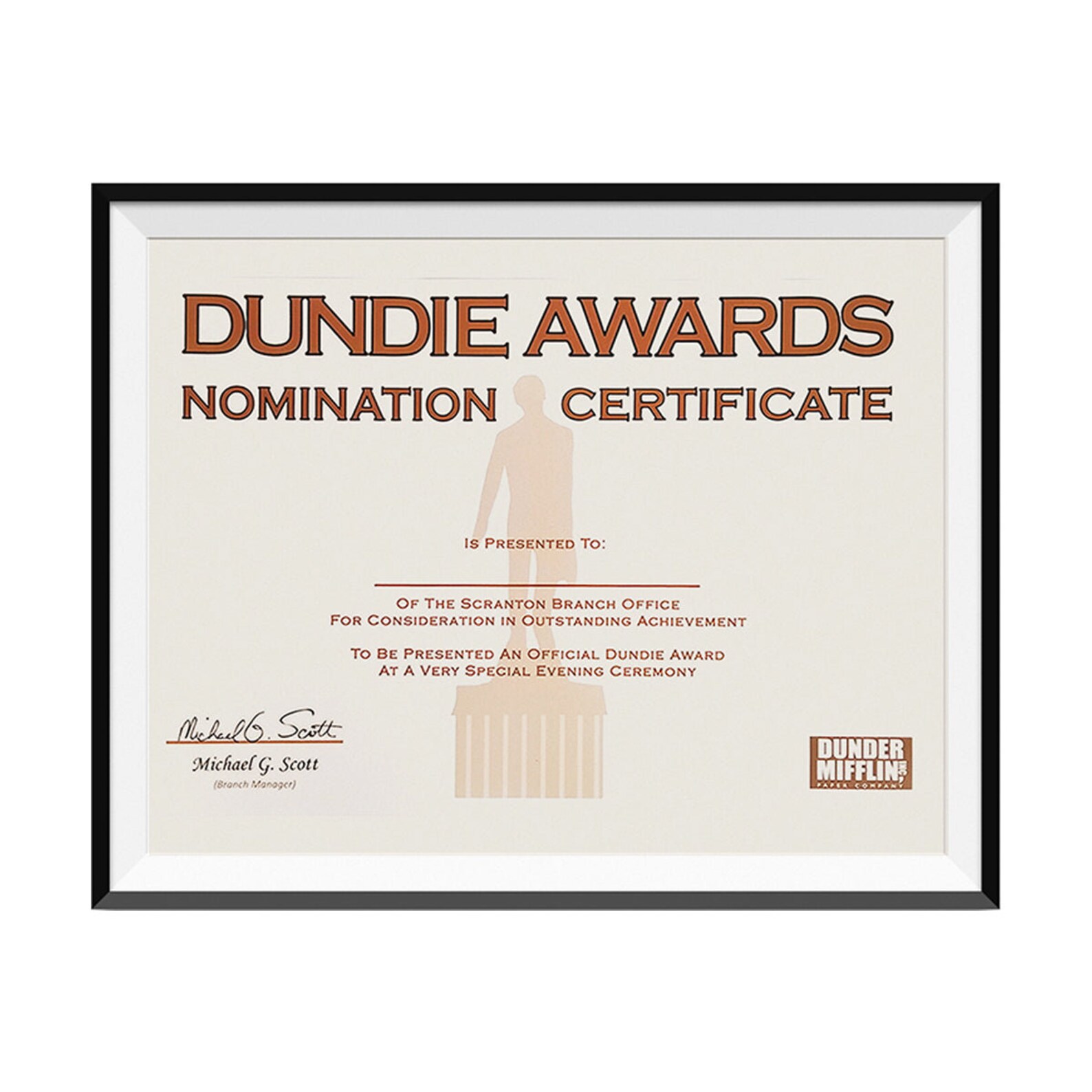 Dundie Awards Nomination Certificate 8.5 X 11 - Etsy