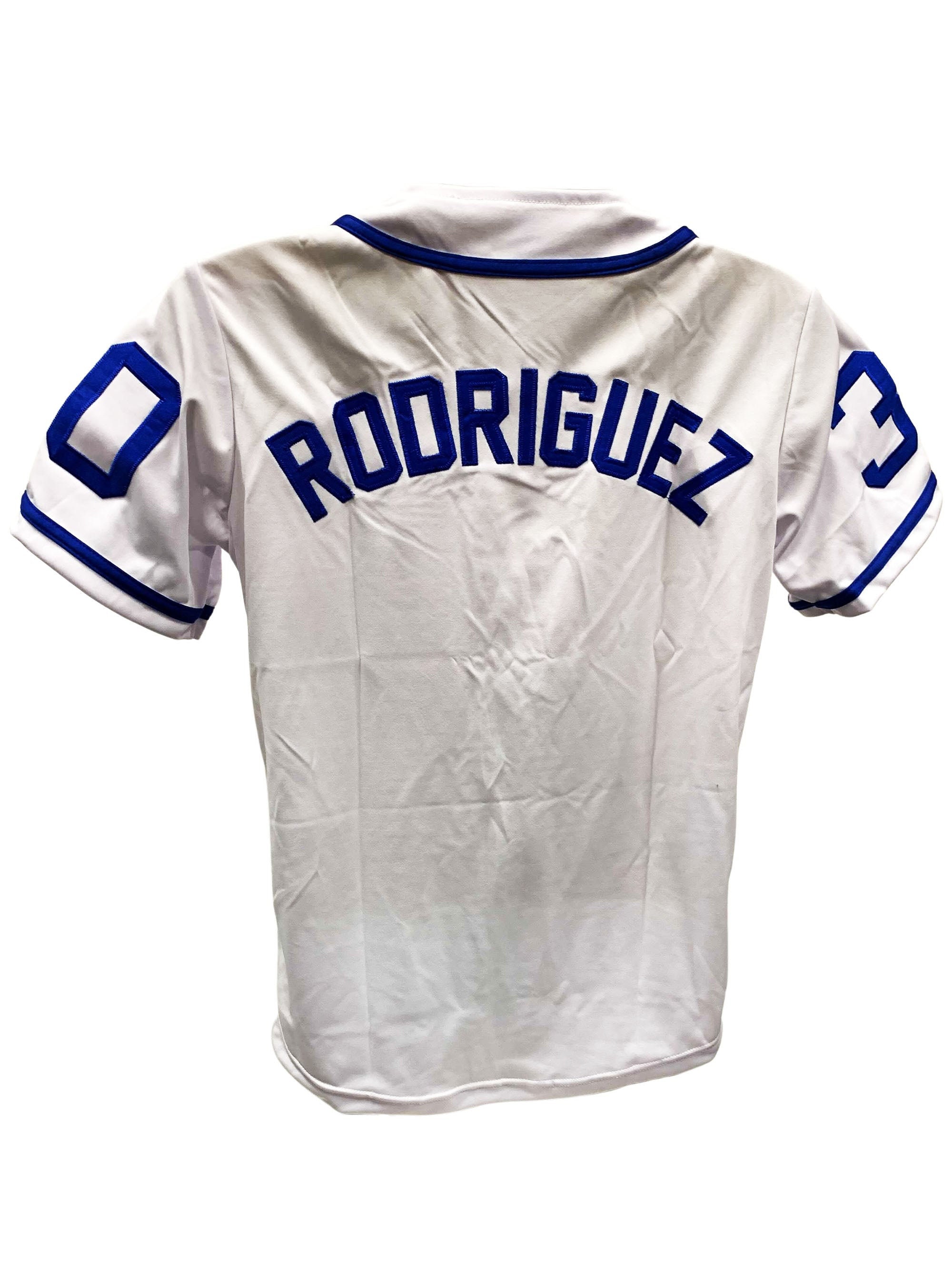 Mens Benny 'The Jet' Rodriguez Baseball Jersey Blue Shirt M