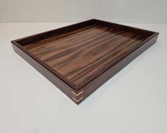 14"x18"  Walnut Wood Rectangular Ottoman Tray / Serving Tray