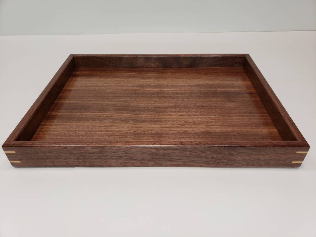 Bandeja otomana rectangular de madera de nuez de | Etsy