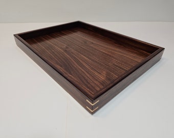 12"x16"  Walnut Wood Rectangular Ottoman Tray / Serving Tray