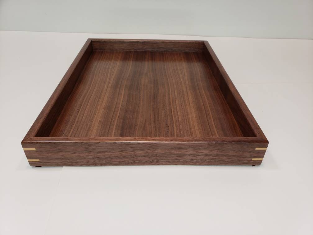 Bandeja otomana rectangular de madera de nuez de | Etsy