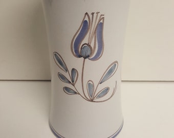 vintage Français Country Montpellier Bleu Blanc Vase 7 1/4 pouces