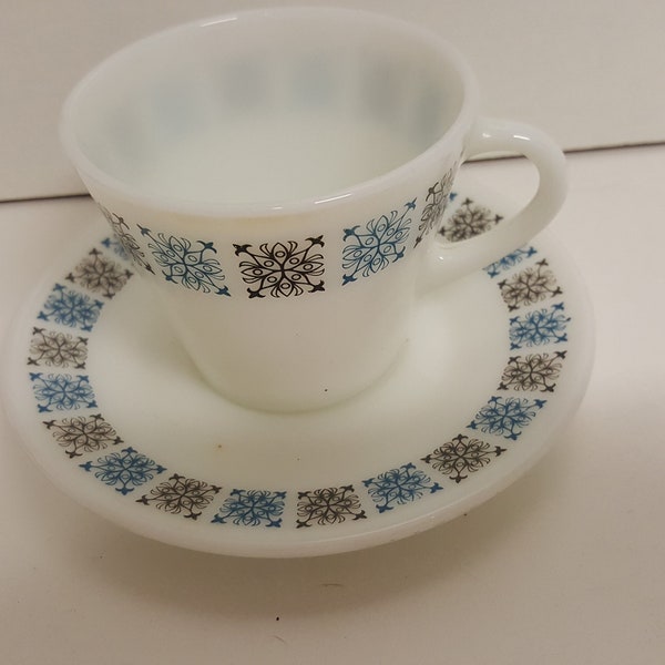 Retro Jaj Pyrex 1960s Chelsea Pattern Cup and Saucer