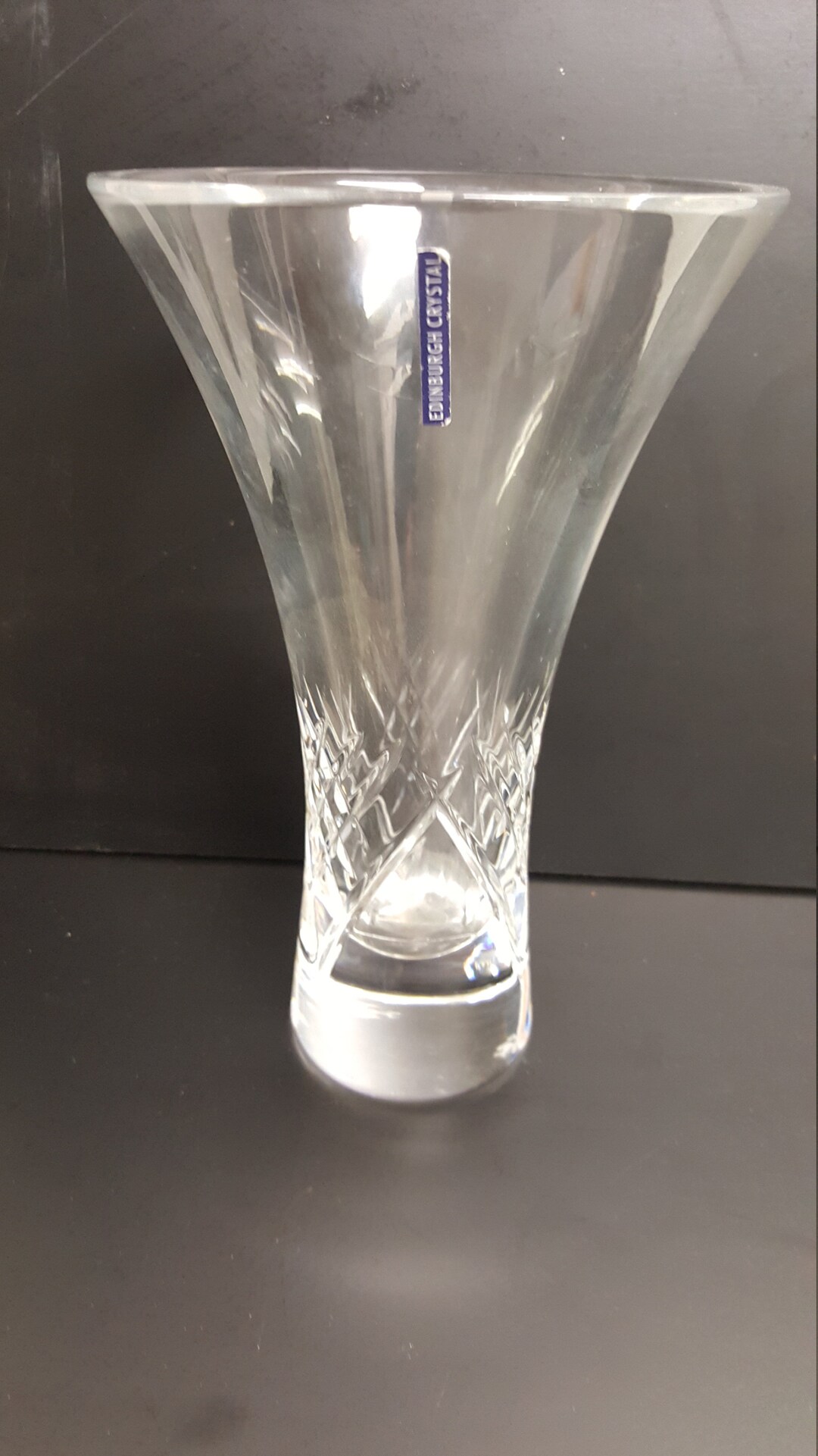 Vintage Edinburgh Crystal Vase With Label Unknown Pattern 8 Etsy