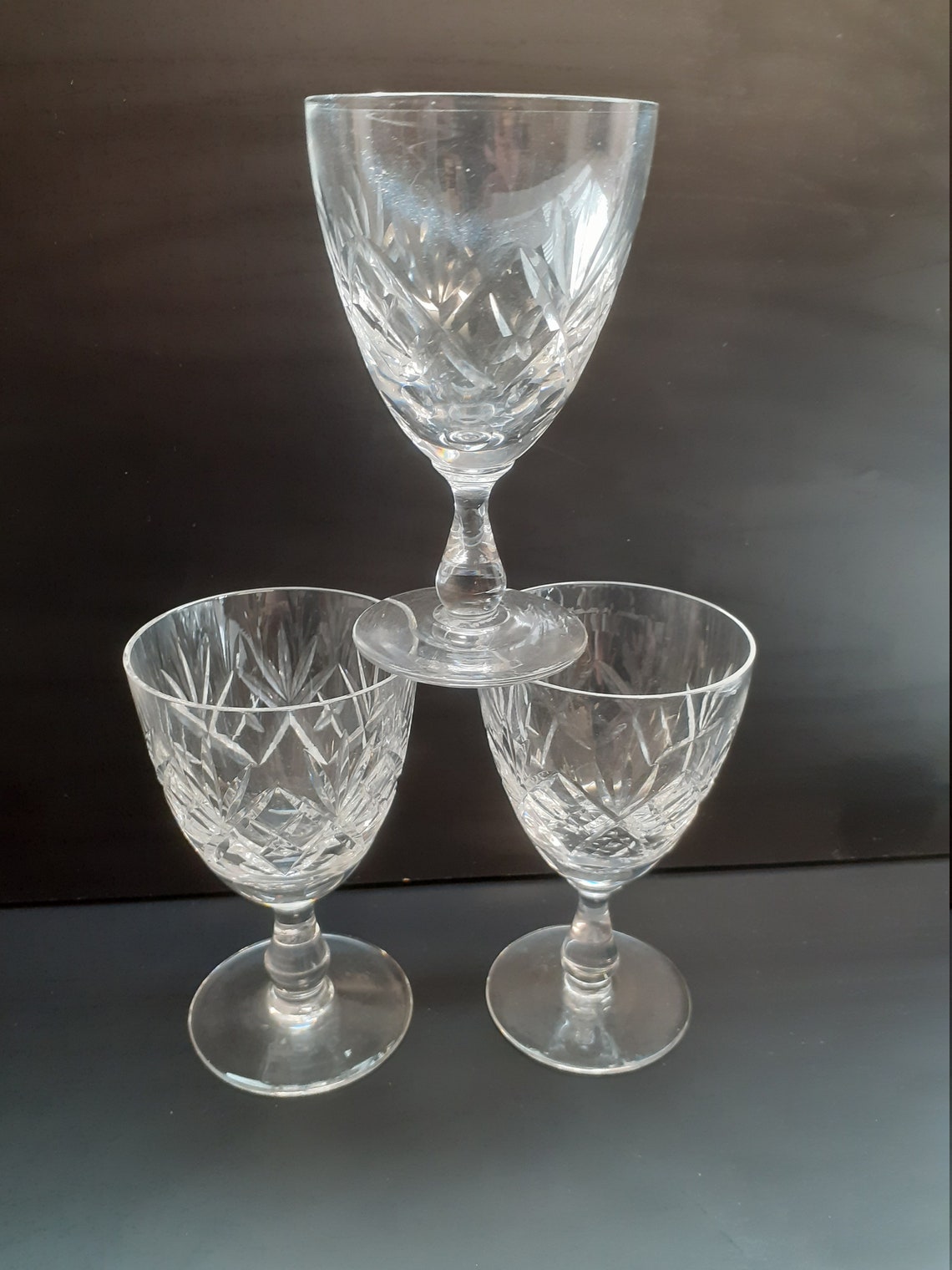 Vintage Edinburgh Crystal Lochiel Set of 3 Sherry Glasses 4 Etsy