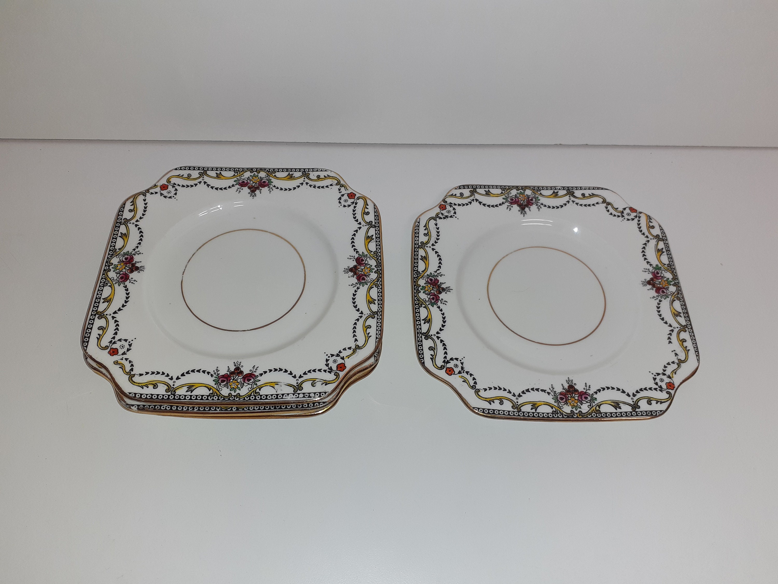 Vintage Salisbury Bone China Doris Pattern Set of 4 Square Tea Etsy