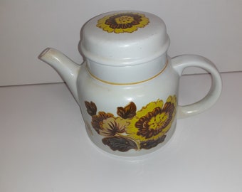 Retro 1970s Royal Doulton Stoneware Forest Glen LS 1001 Yellow Brown Flowers Teapot