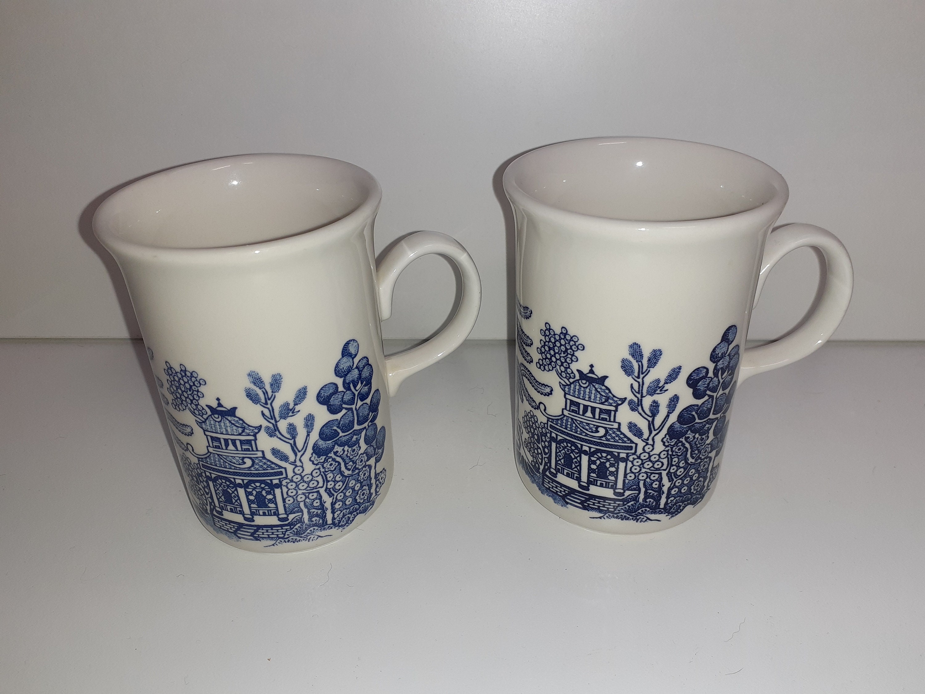Willow Pattern Set of 2 Coffee Mugs Etsy