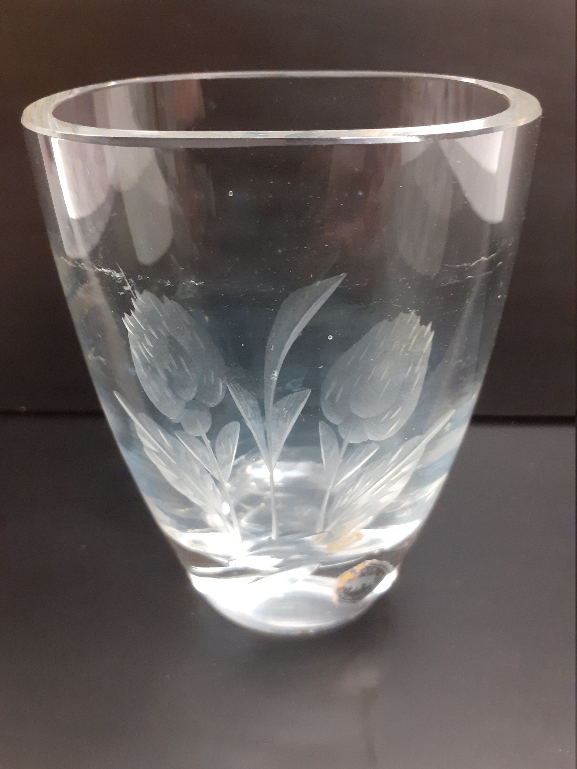 Vintage Norsk Norwegian Crystal Vase Etched Flower Pattern 4 Etsy