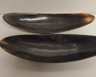 Vintage Pair of  Horn Oval Serving Dishes Bowls Party 14 inches
