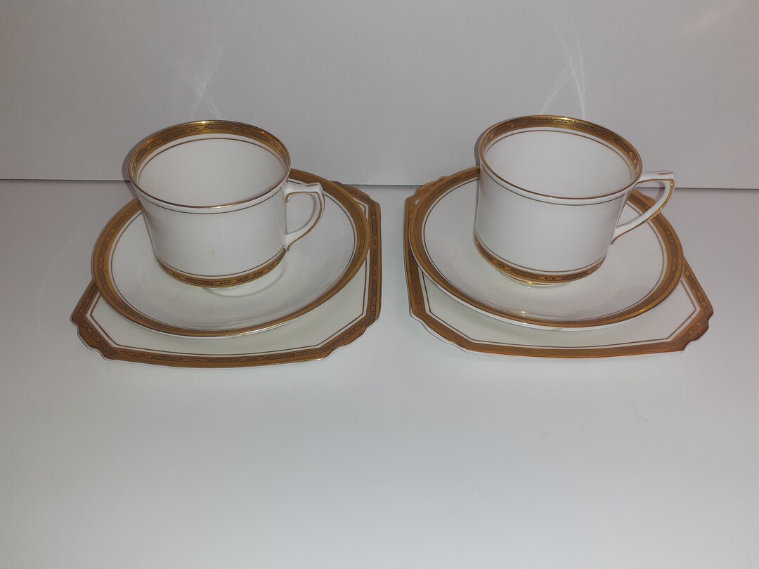 Vintage Duchess Bone China Gilt Band Pattern 3025 Set of 2 Etsy