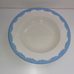 Johnson Brothers English Oak Blue Embossed Edge White Soup Plate 10 inches