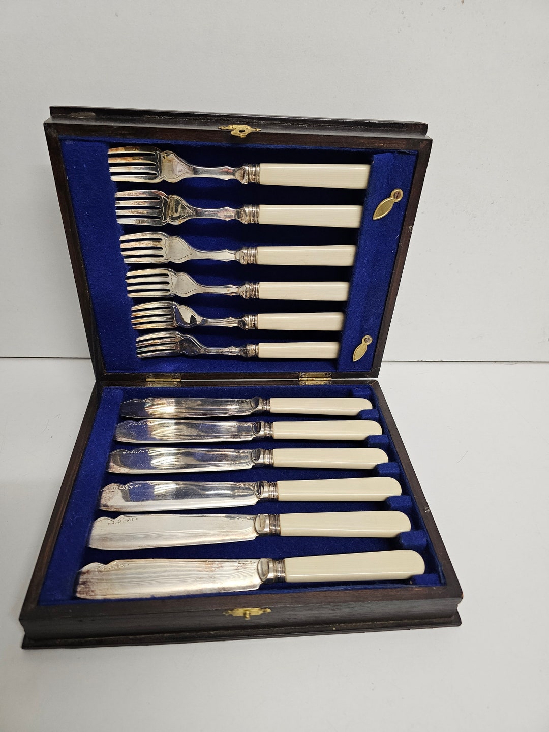 Antique Set of 6 Fish Knives and Forks Boxed Chrome Plated Etsy