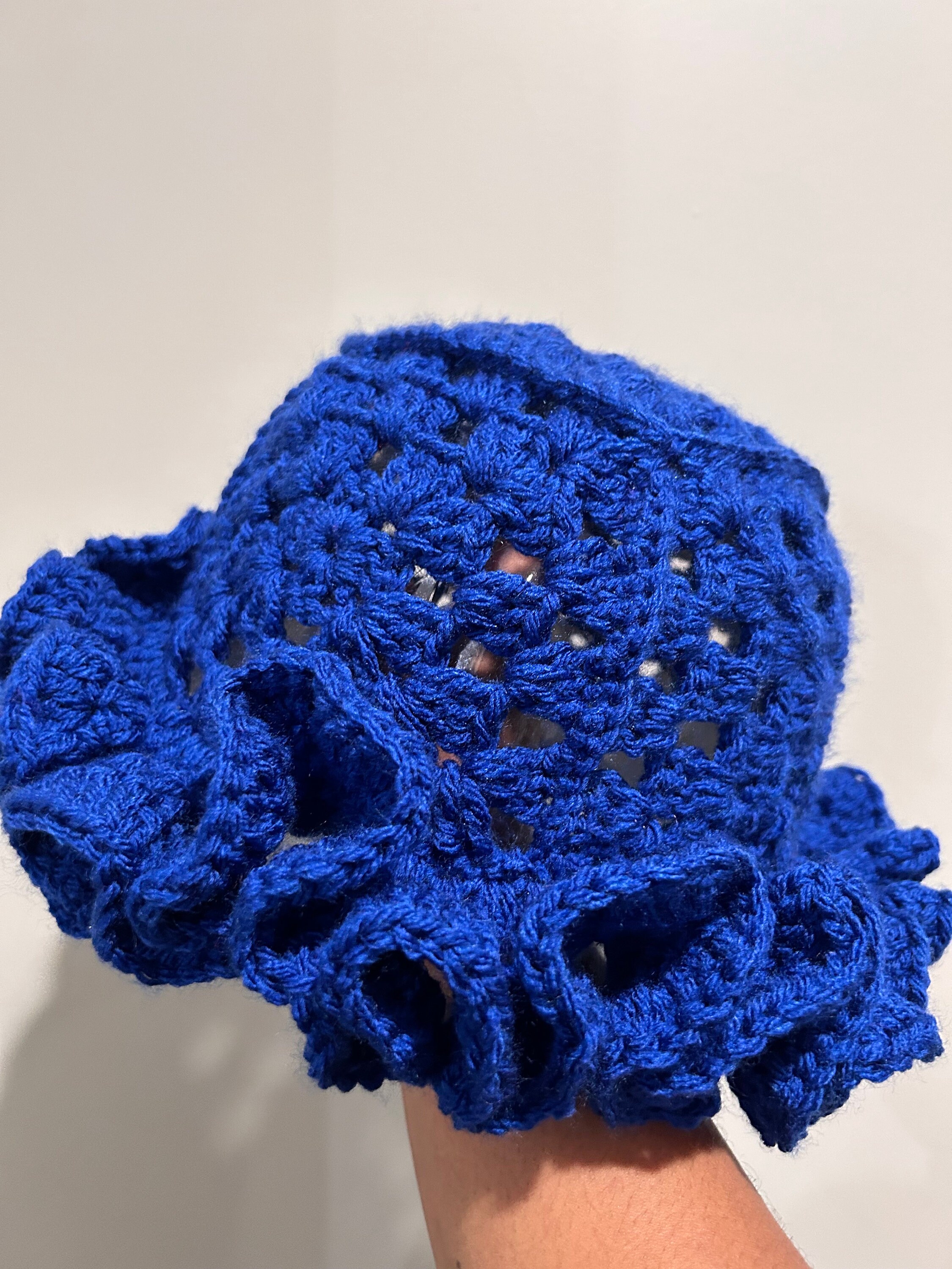 Blue Handmade Crochet Ruffle Hat - Etsy display picture 2