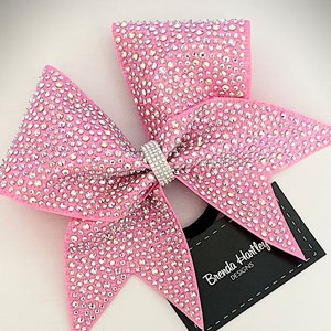 Pink Rhinestone Cheer Bow Team Cheer Bow