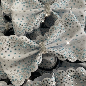 Rhinestone Scallop Tailless Cheer Bow
