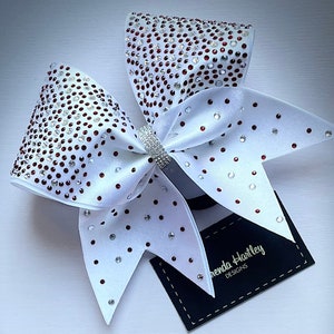 White Satin Rhinestone Cheer Bow Team Cheer Bow