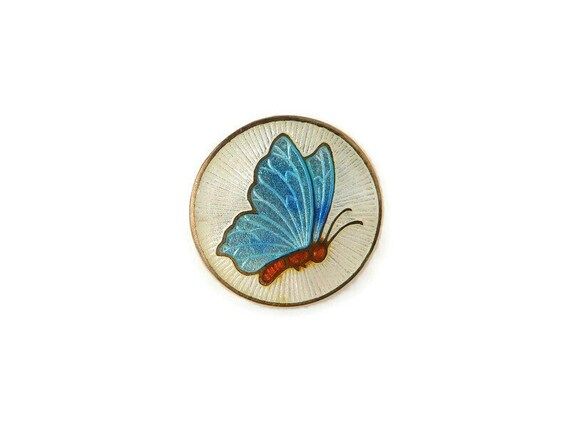Vintage Round Gump/'s of San Francisco Hand Painted Blue Butterfly Bracelet Jewelry Hinged Presentation Trinket Box Asian