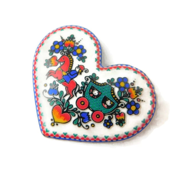 Michaela Frey Hand Painted Enamel Heart Brooch