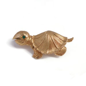 Vintage Turtle Brooch Pin, Gold-Tone, Animal Jewelry, Tortoise Gift