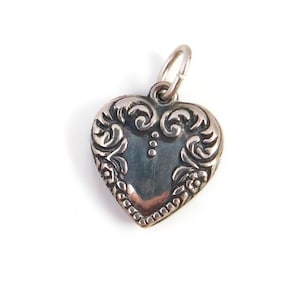 Vintage Sterling Silver Puffy Heart Charm Pendant